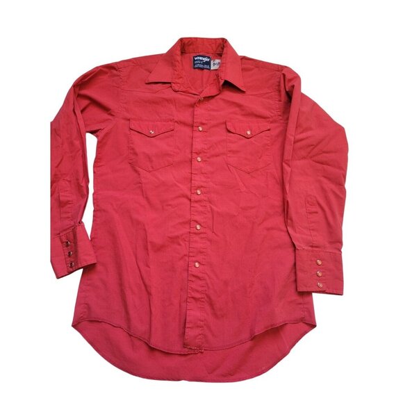 Wrangler Red Cowboy Cut Collared Pearl Snap Button Down Shirt Size X- Long - Picture 1 of 10